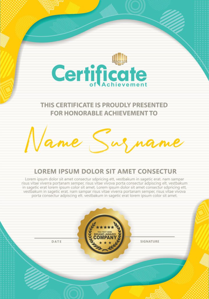 Certificate template with texture modern pattern background, Free Vector