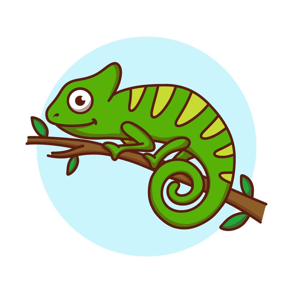 Chameleon Logo Kids Drawing Cartoon. Reptile Icon Cute Character. Animal Mascot Vector Illustration Stock Free