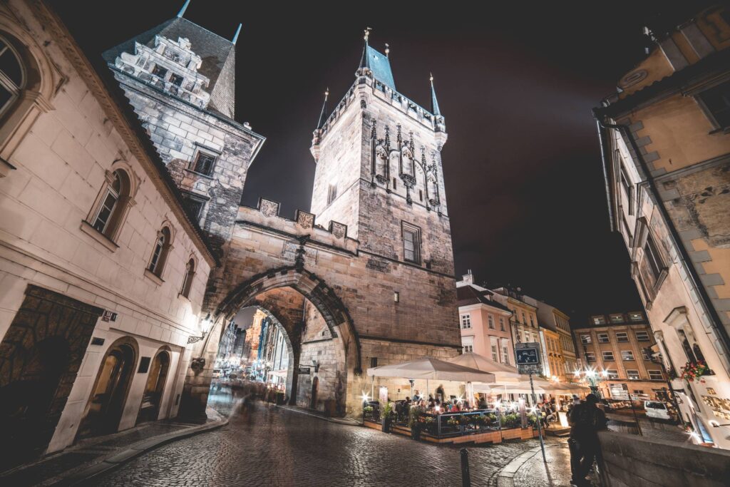 Charles Bridge Towers, Prague at Night Free Photo