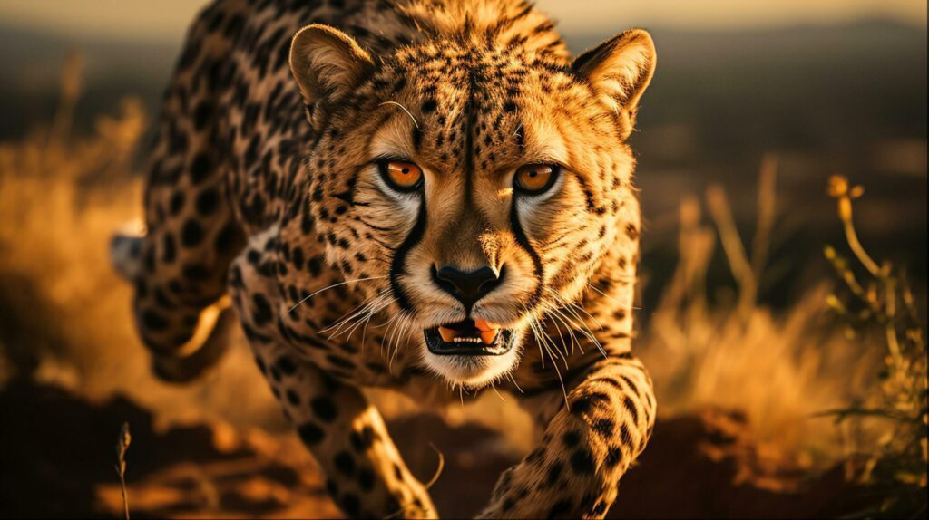 Cheetah Running in African Wild Animal Photography, Generative Ai Free Photo