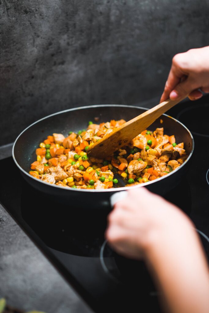 Chicken with Mixed Vegetables in a Pan Free Photo