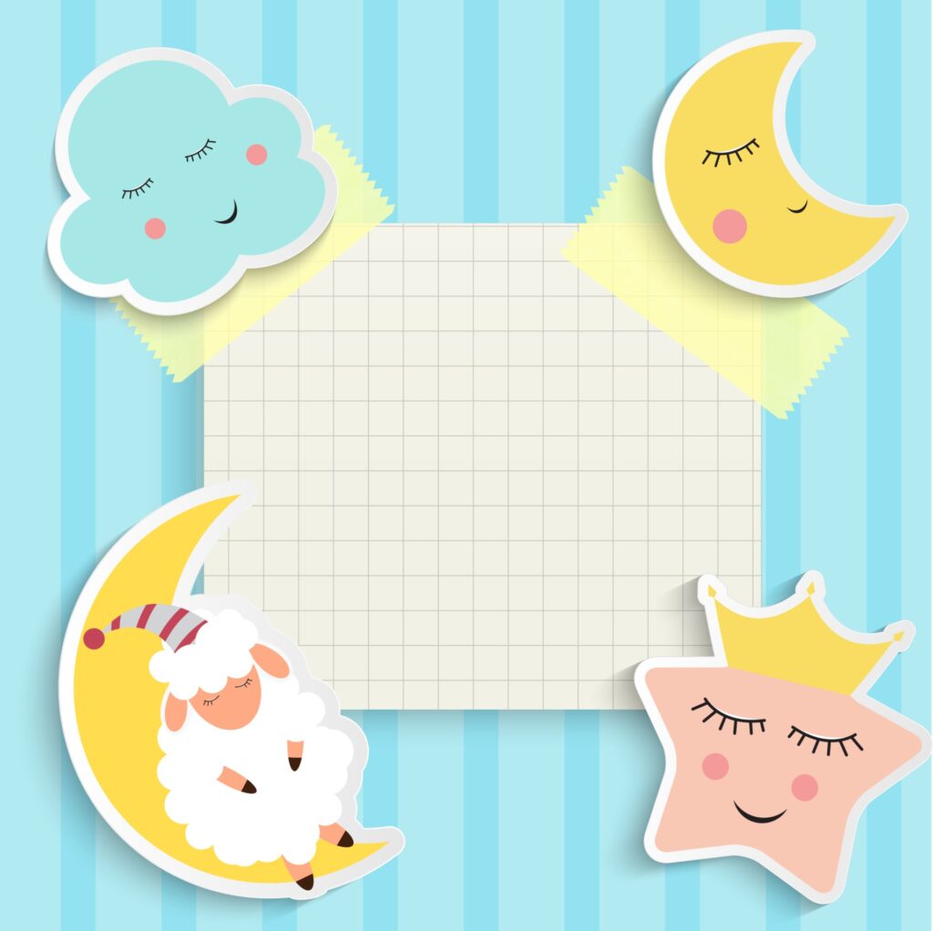 Child Good Night background with cloud, star and moon Free Vector