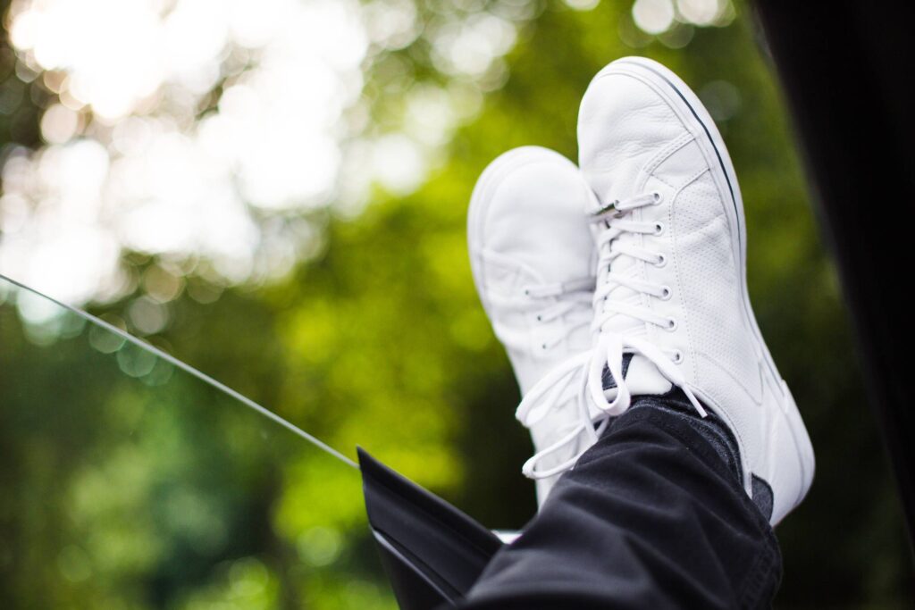 Chilling Out With White Sneakers On Free Photo