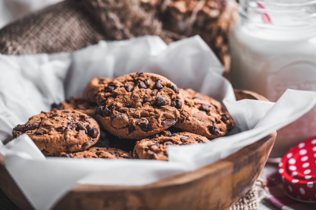 Chocolate Chip Cookies in a Basket Free Photo