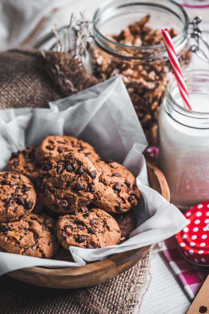 Chocolate Cookies with Milk Vertical Free Photo