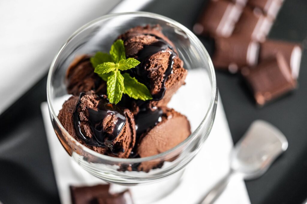 Chocolate Ice Cream Scoops in a Glass Free Photo