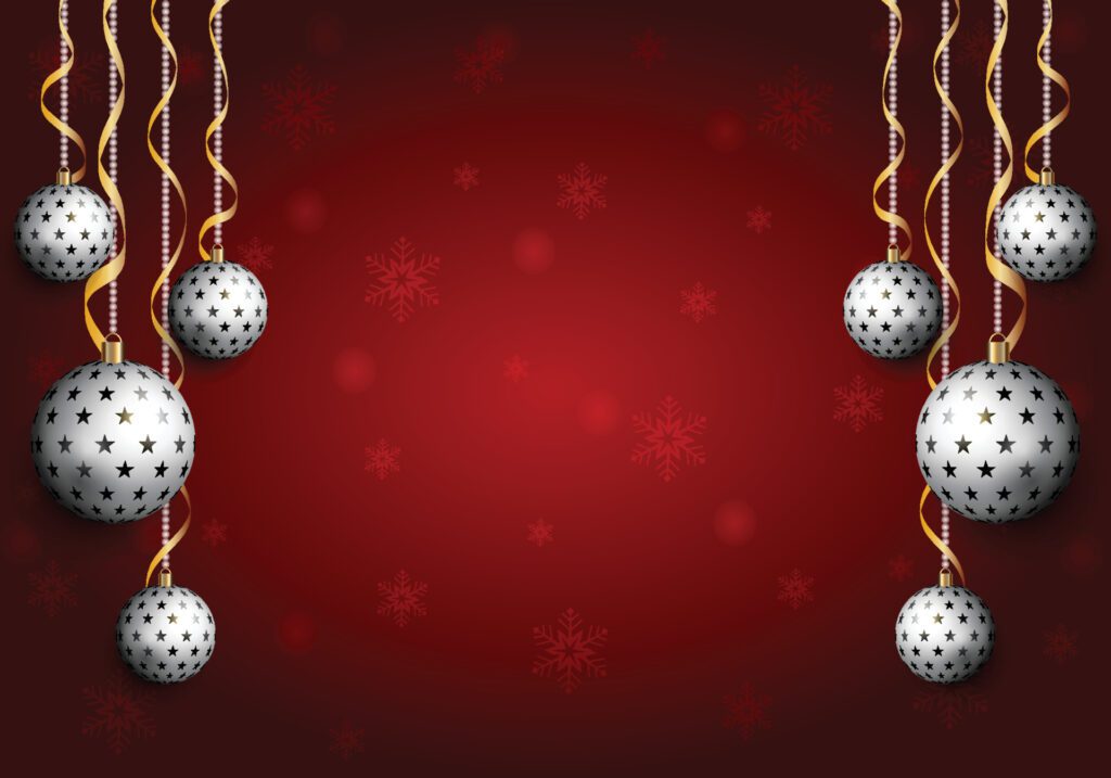 Christmas Background With Silver Ornaments Free Vector