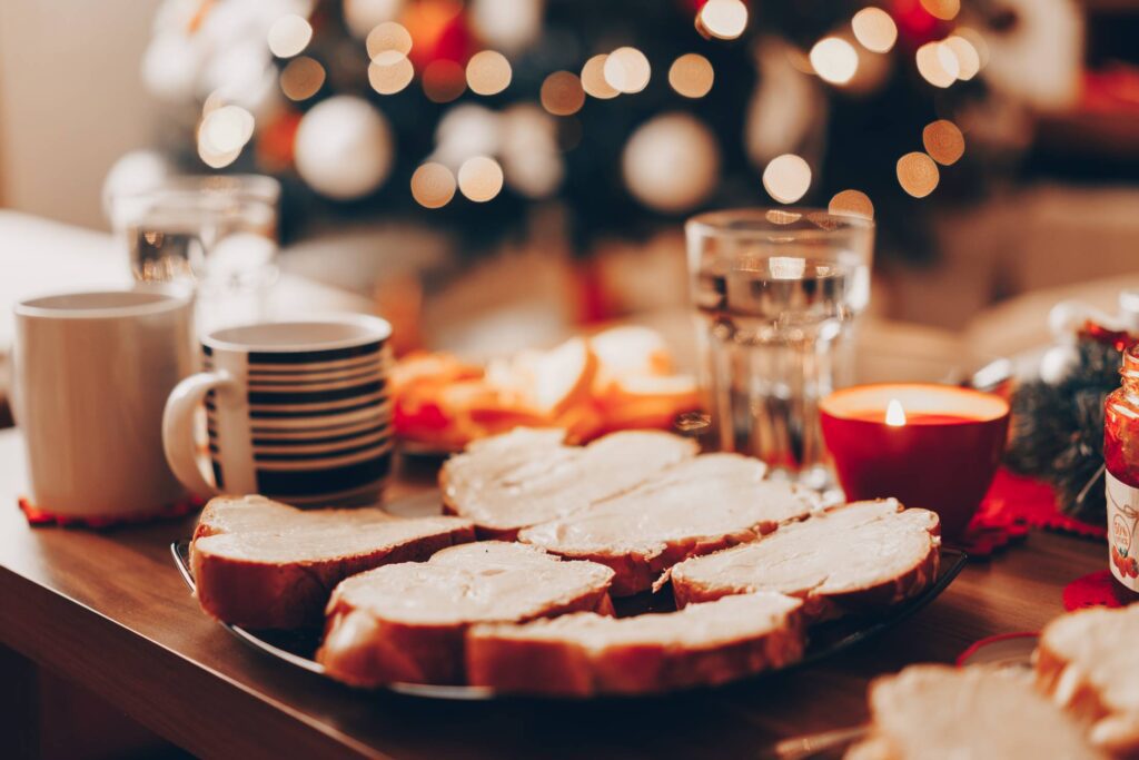 Christmas Cake with Butter for Romantic Christmas Breakfast Free Photo