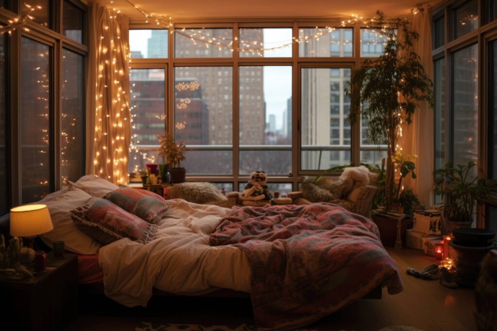 Christmas Cozy New York Apartment Interior Stock Free