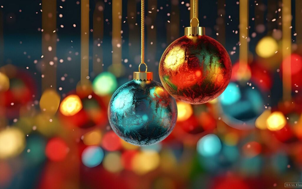 Christmas decorations background concept. Generative AI Stock Free