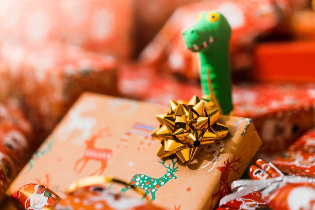 Christmas Gift Wrap Decoration Close Up Free Photo