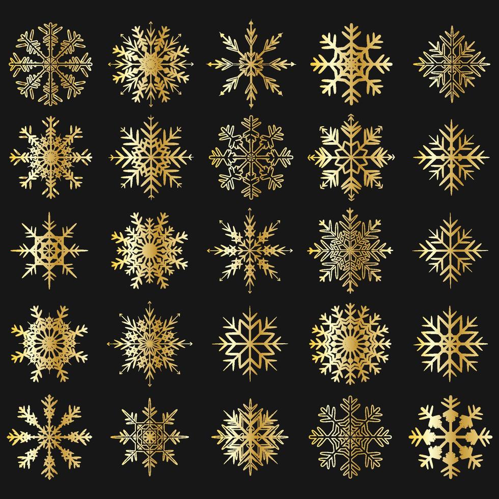 Christmas gold snowflake icons set vector Stock Free and Free SVG