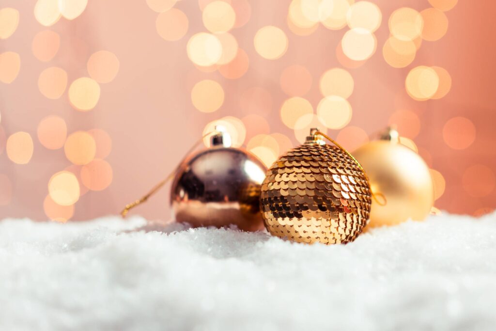 Christmas Golden Bokeh Background Free Photo