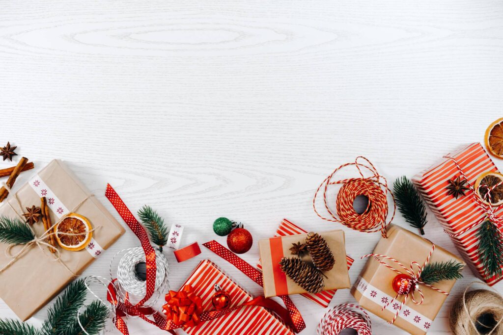 Christmas Presents Background for Text Free Photo