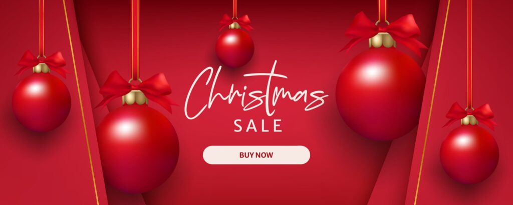 Christmas sale banner, red realistic balls, a festive and decorative paper design. Posters, cards, and invitations, creating a joyful atmosphere for the holiday season. Not . Free Vector