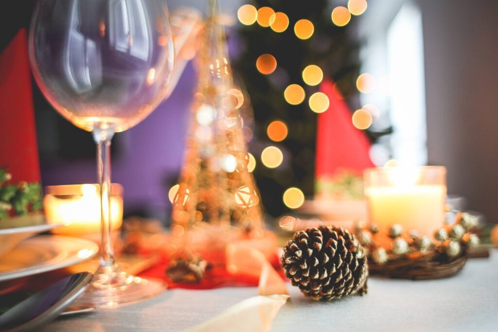 Christmas Table Decoration Close-Up Free Photo