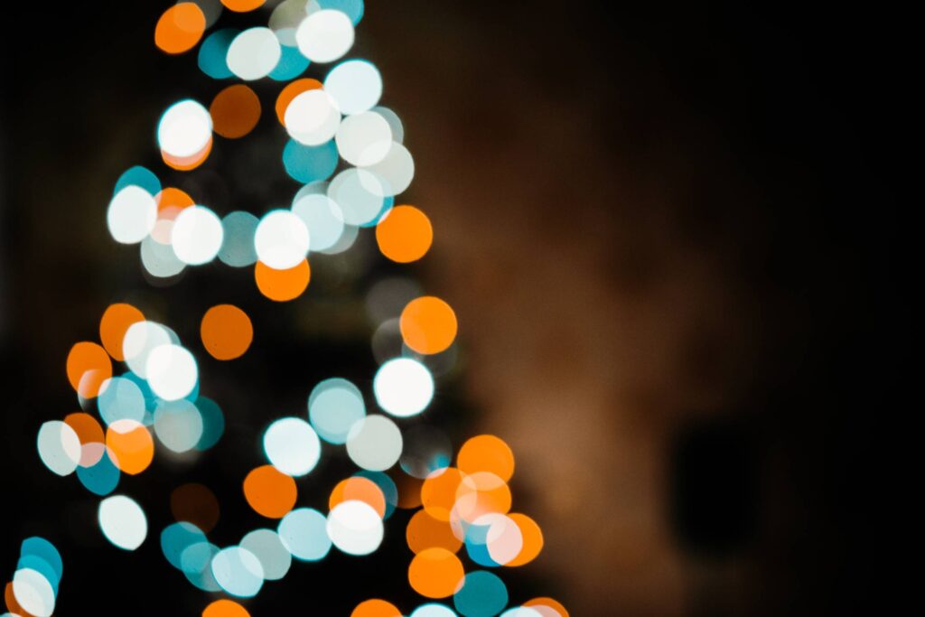 Christmas Tree Bokeh Lights Background Free Photo