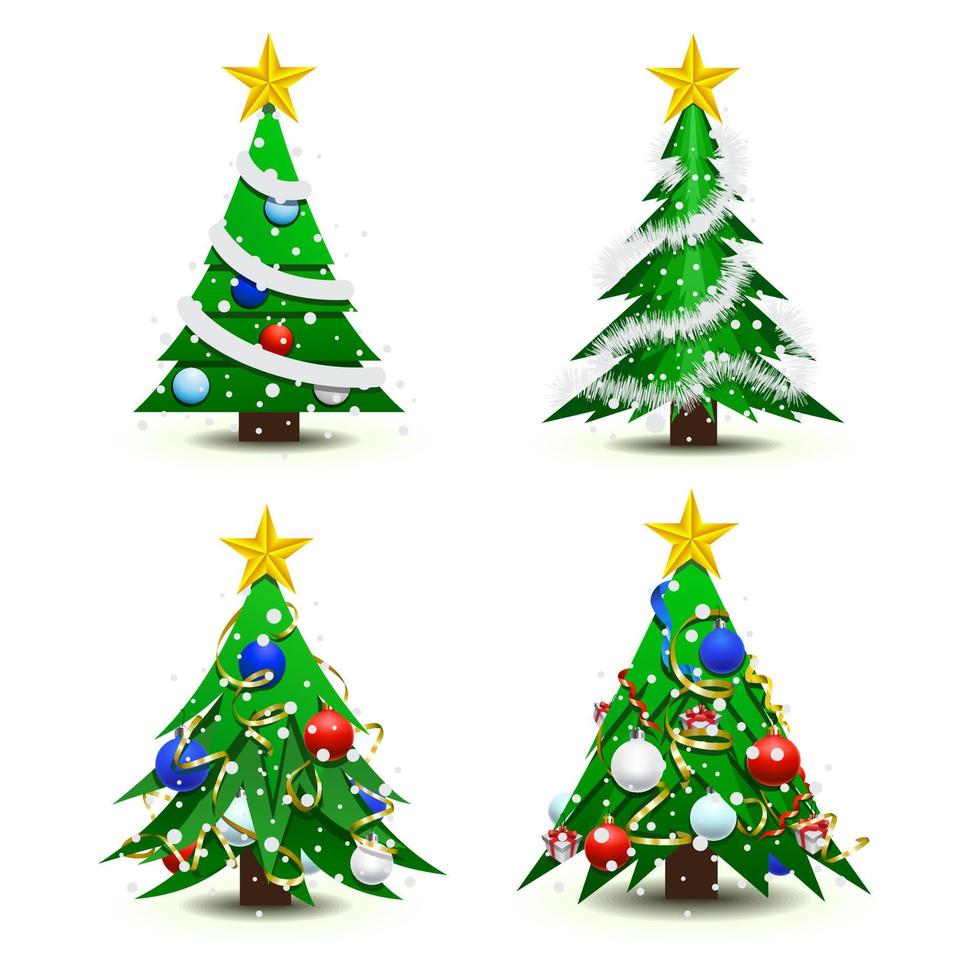 Christmas Tree Icon Color With Star White Background Stock Free