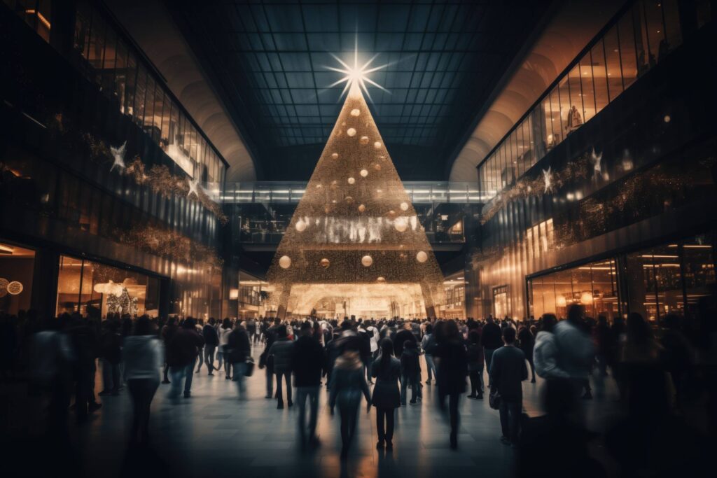 Christmas Tree in Shopping Center Stock Free