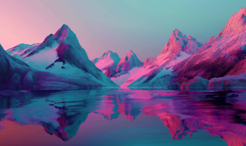 Chromatic Futuristic Mountainscape Stock Free