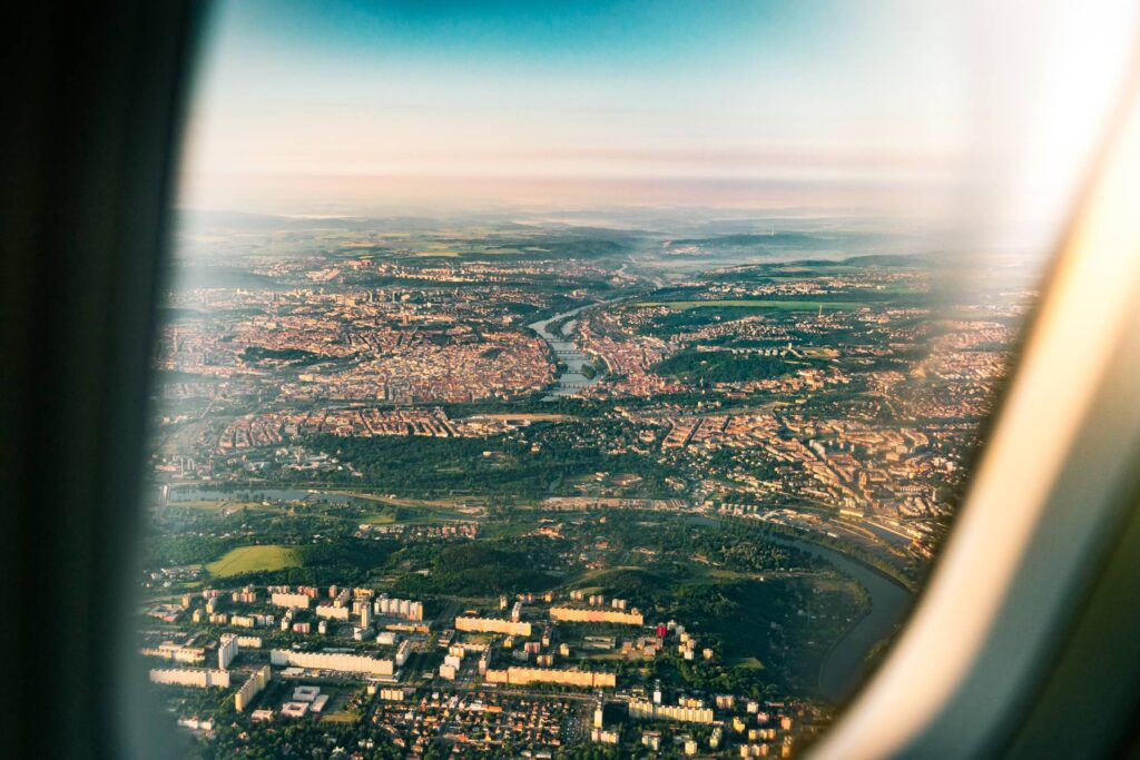 City of Prague from the Airplane Window Free Photo