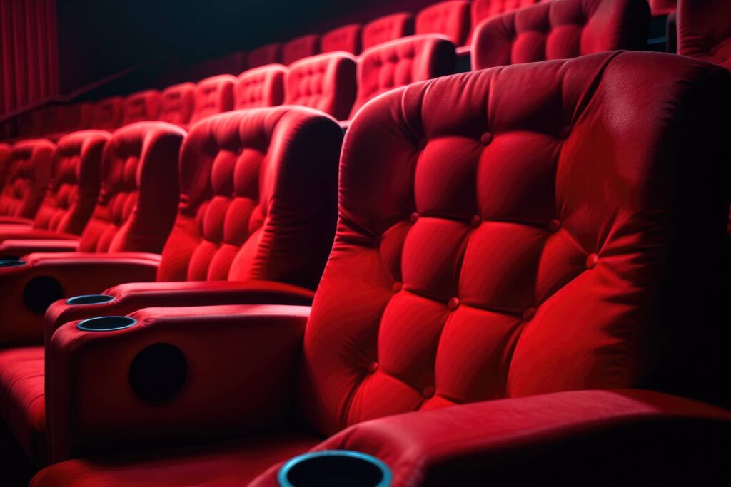 Classic Red Seats in Luxury Commercial Cinema Stock Free