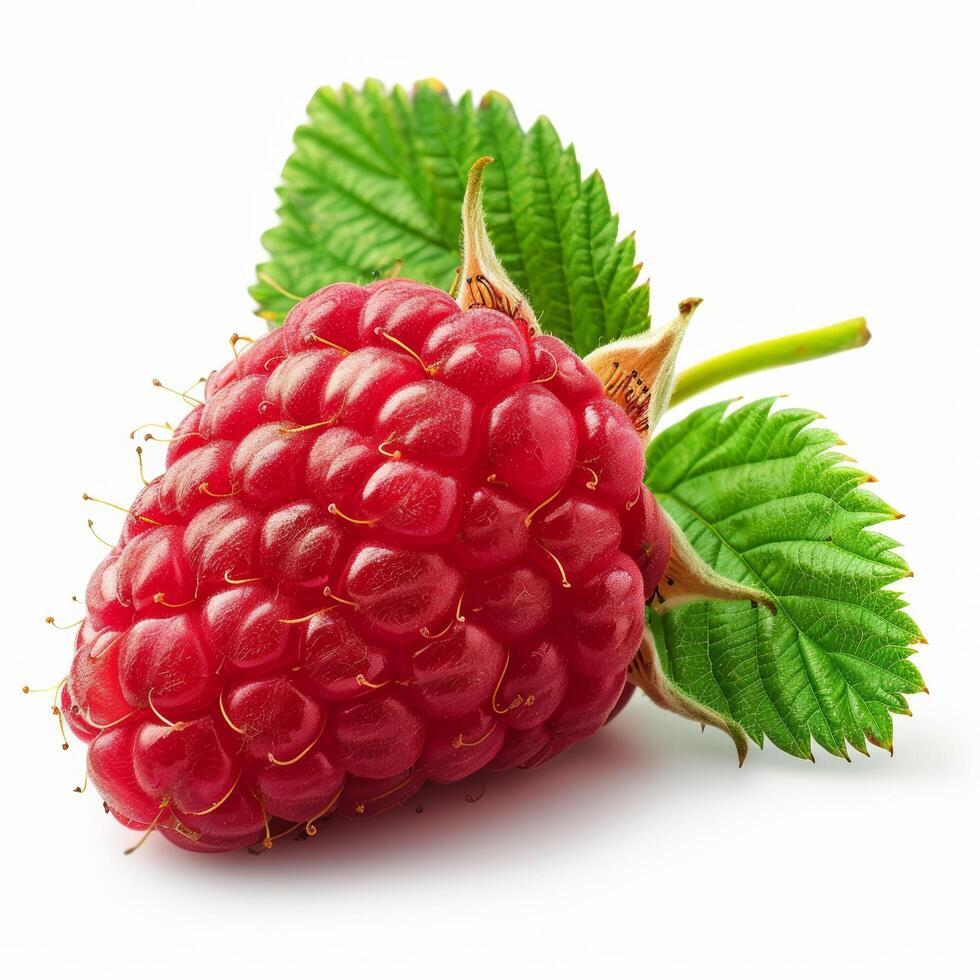 Close Up of a Raspberry on White Background Stock Free