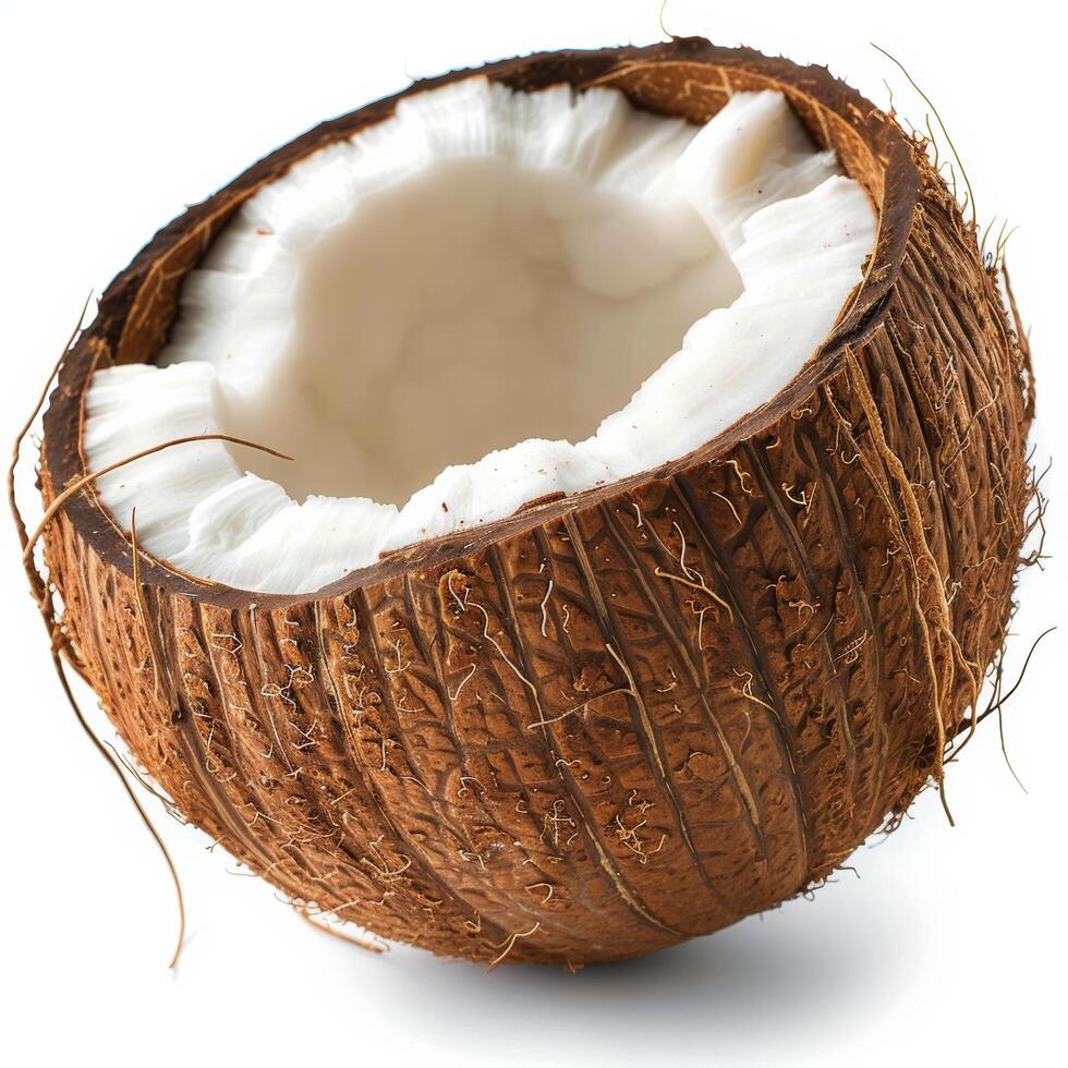 Close Up of Coconut on White Background Stock Free