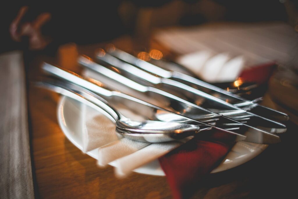 Close Up of Table Setting with Cutlery Free Photo