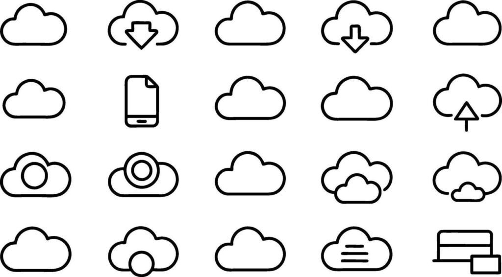 cloud computing icons set, illustration Stock Free