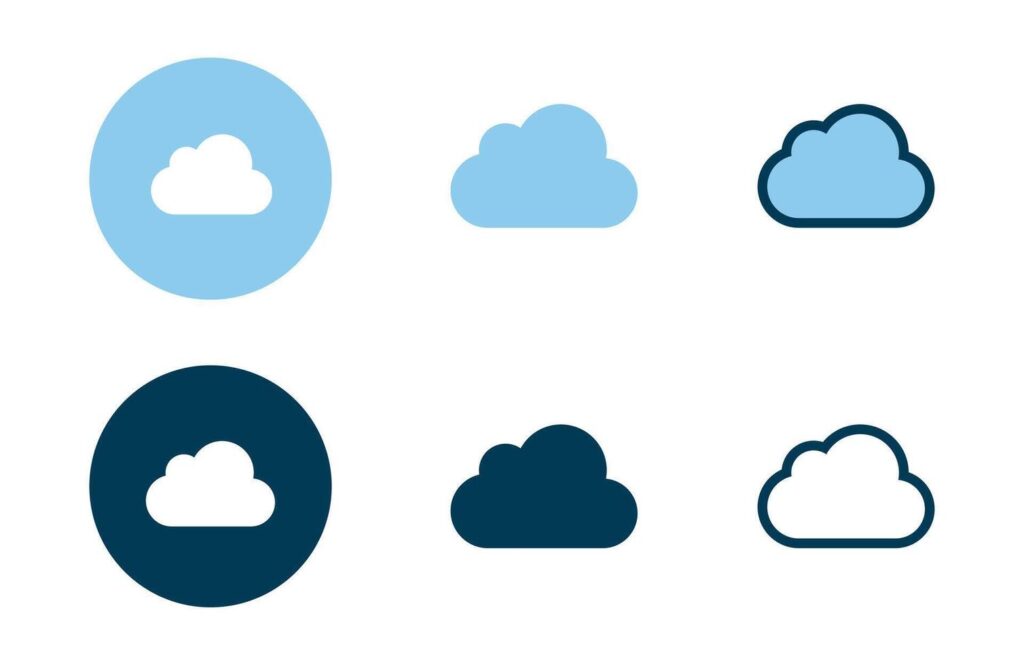 Cloud icons collection in different style flat illustration set Stock Free