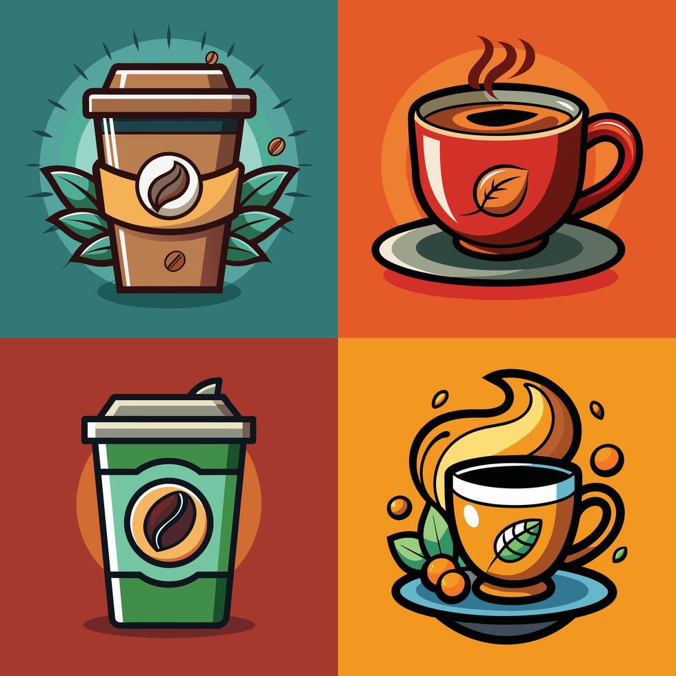 Coffee cup icon set design, vector illustration eps Stock Free