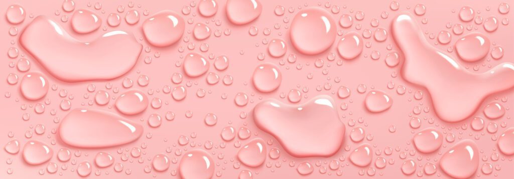 Collagen or water drops on pink background, beauty Free Vector