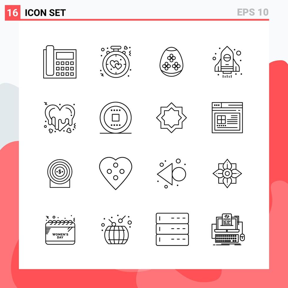 Collection of 16 Vector Icons in Line style Modern Outline Symbols for Web and Mobile Line Icon Sign Isolated on White Background 16 Icons Creative Black Icon vector background Stock Free