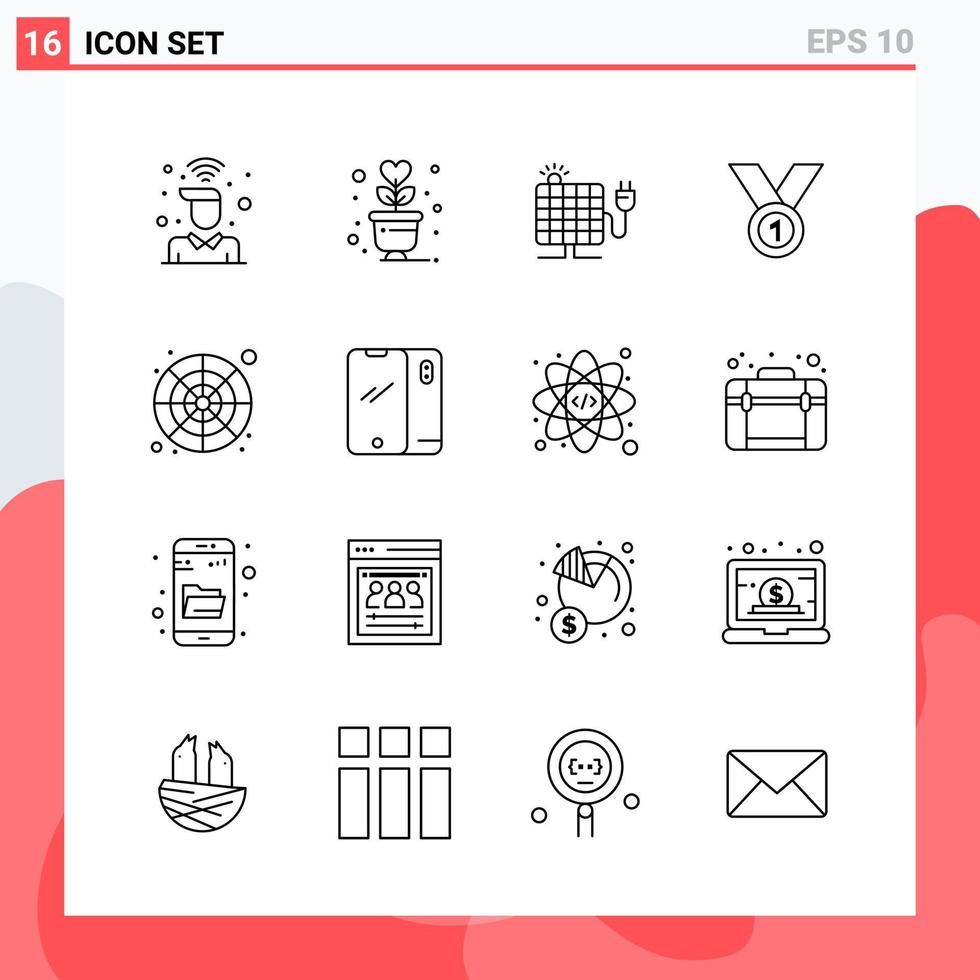 Collection of 16 Vector Icons in Line style. Modern Outline Symbols for Web and Mobile. Line Icon Sign Isolated on White Background. 16 Icons. Stock Free