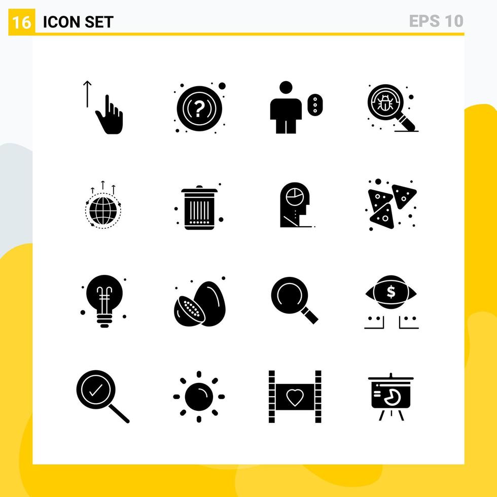 Collection of 16 Universal Solid Icons. Icon Set for Web and Mobile. Stock Free