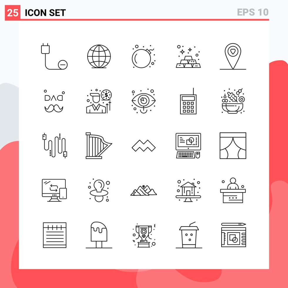 Collection of 25 Vector Icons in Line style Modern Outline Symbols for Web and Mobile Line Icon Sign Isolated on White Background 25 Icons Creative Black Icon vector background Stock Free