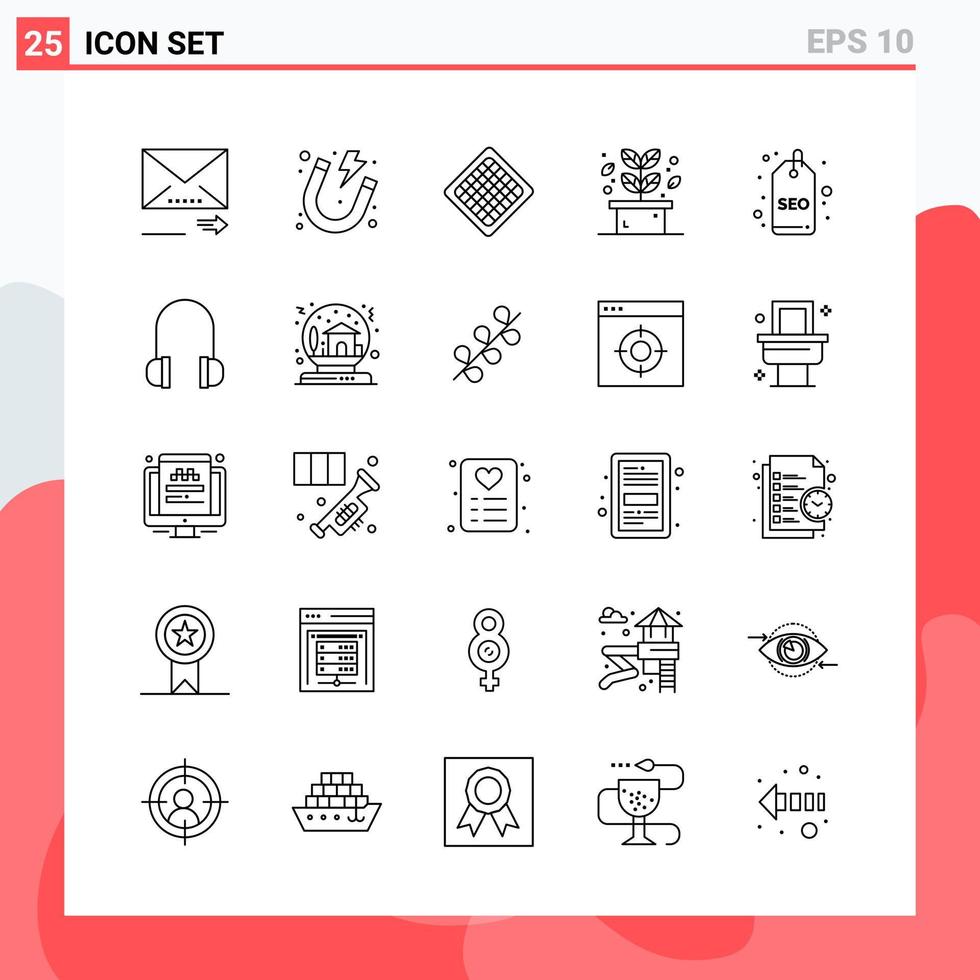 Collection of 25 Vector Icons in Line style Modern Outline Symbols for Web and Mobile Line Icon Sign Isolated on White Background 25 Icons Stock Free