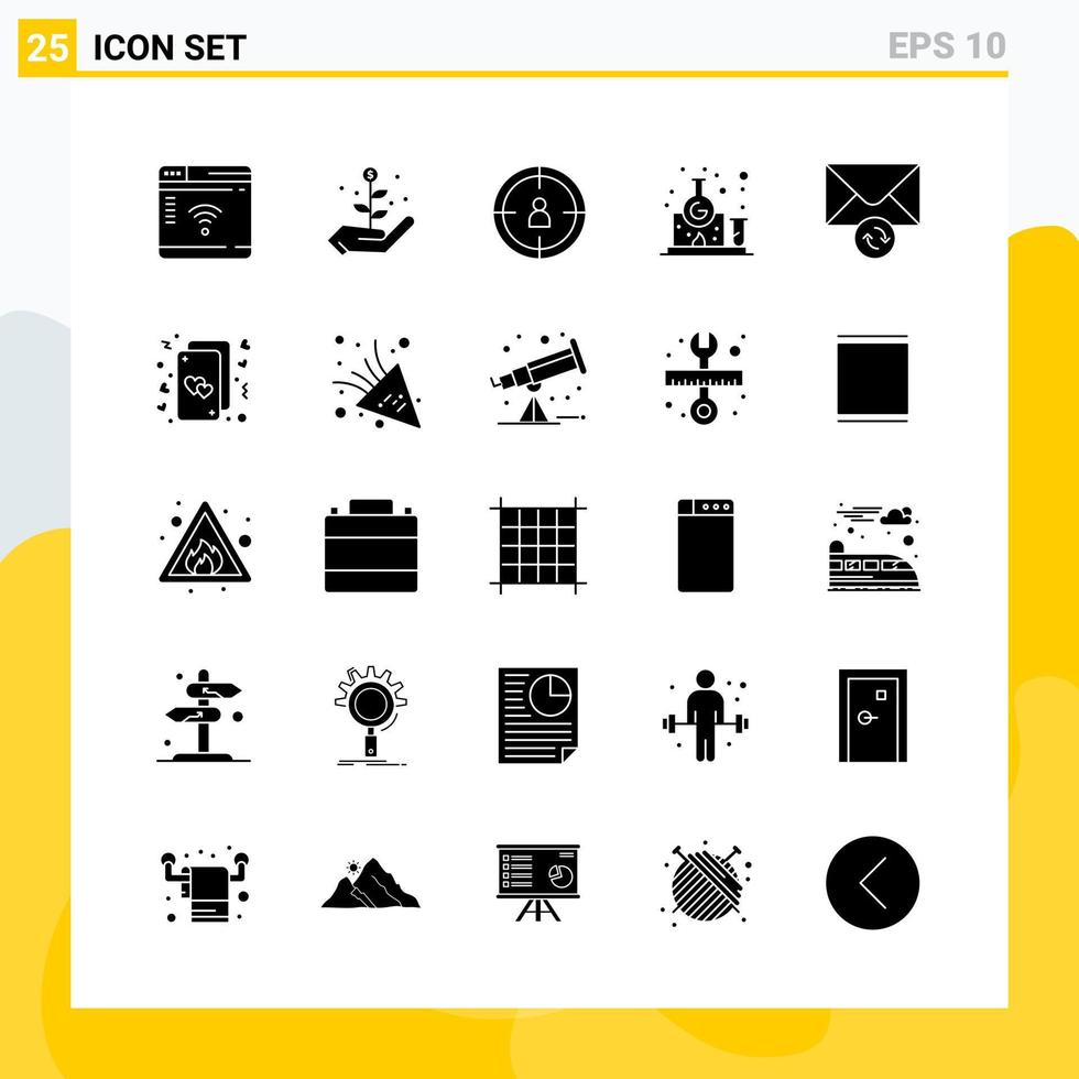 Collection of 25 Universal Solid Icons. Icon Set for Web and Mobile. Stock Free