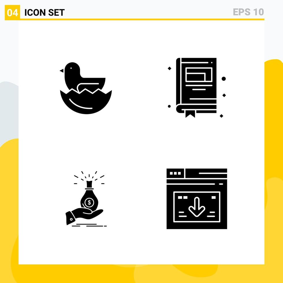 Collection of 4 Universal Solid Icons Icon Set for Web and Mobile Stock Free