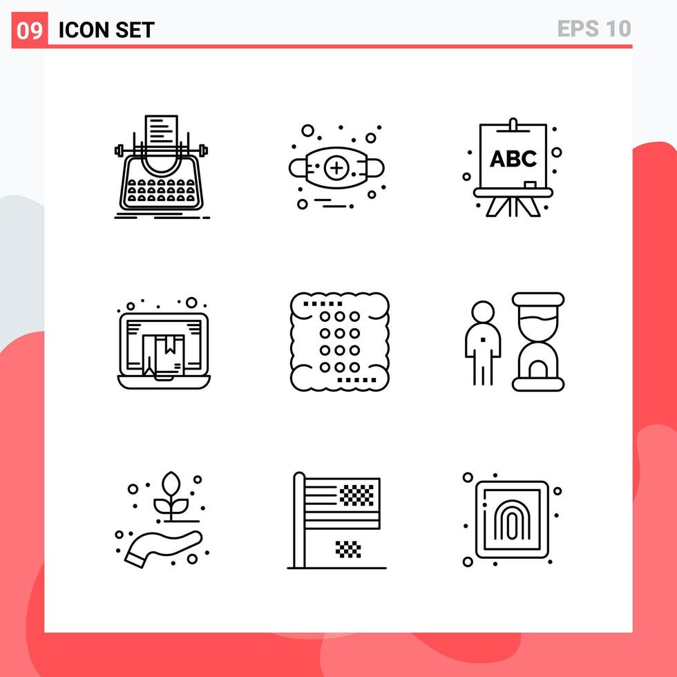 Collection of 9 Vector Icons in Line style Modern Outline Symbols for Web and Mobile Line Icon Sign Isolated on White Background 9 Icons Stock Free