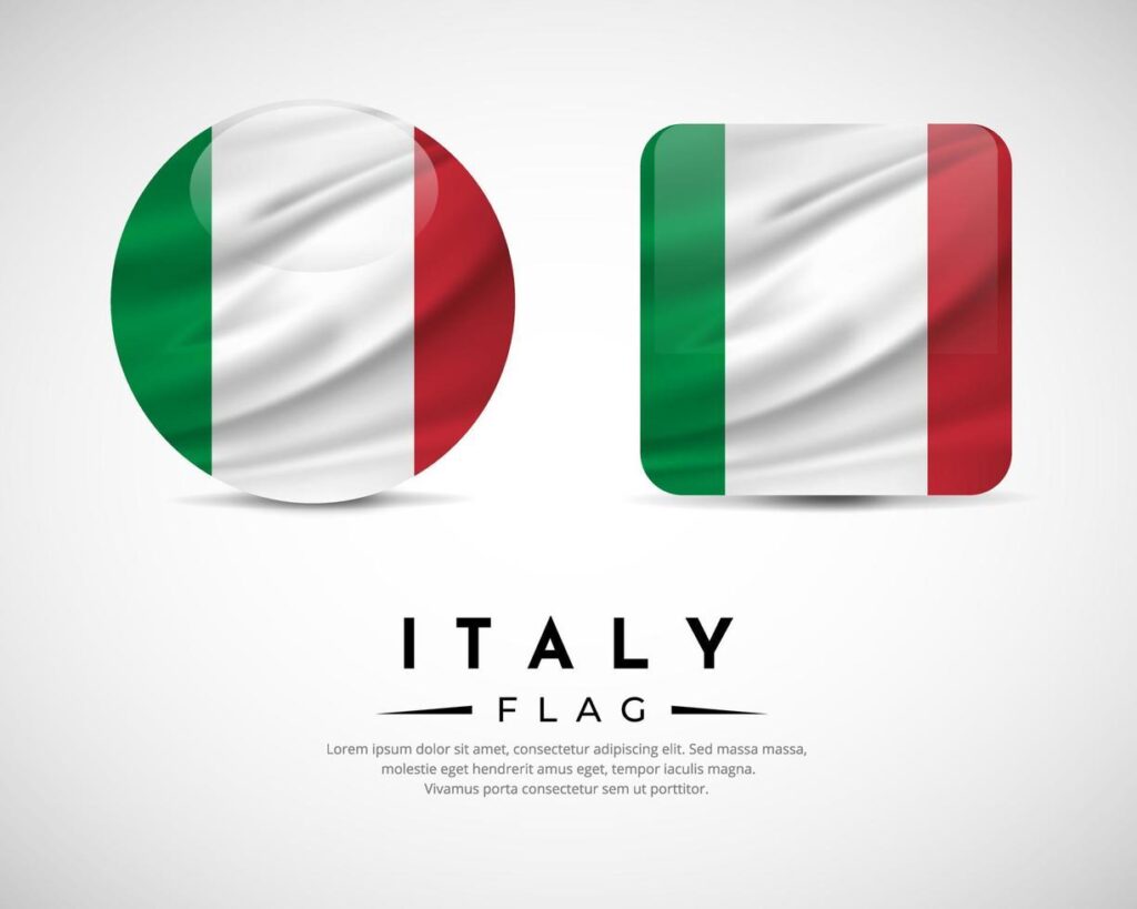 Collection of Italy flag emblem icon. Italy flag symbol icon vector. Stock Free