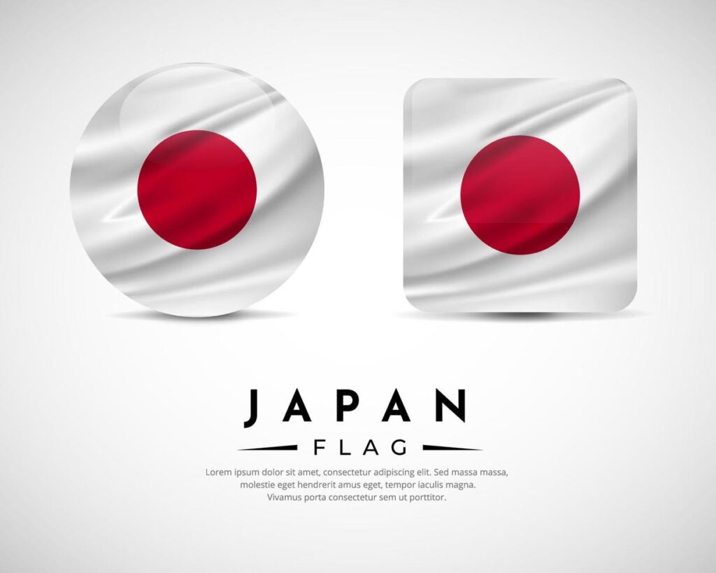 Collection of Japan flag emblem icon. Japan flag symbol icon vector Stock Free