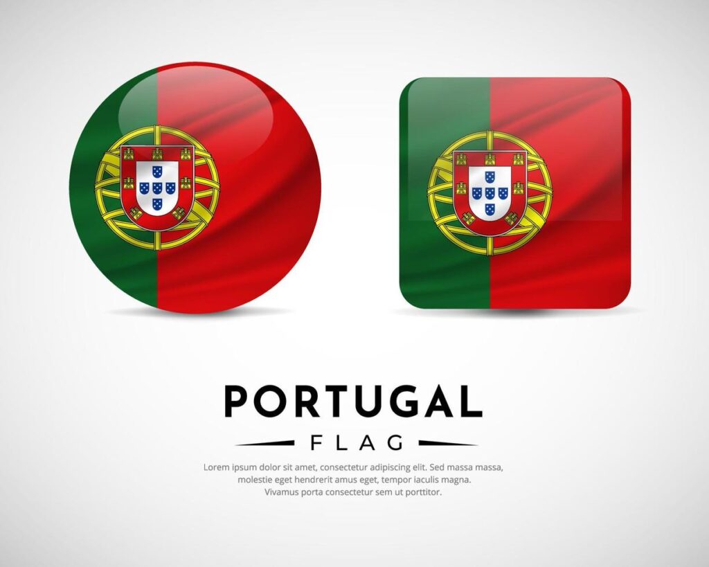 Collection of Portugal flag emblem icon. Portugal flag symbol icon vector Stock Free