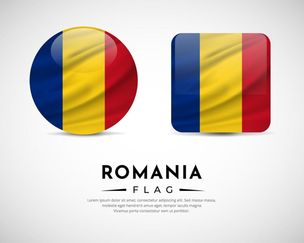 Collection of Romania flag emblem icon. Romania flag symbol icon vector Stock Free