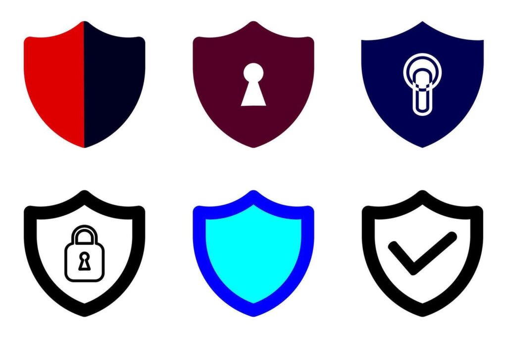 collection of security icons, safe shields. Stock Free