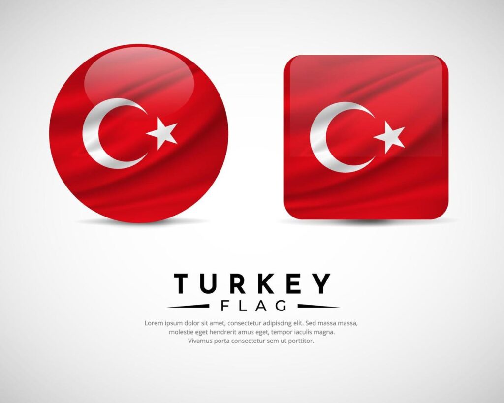 Collection of Turkey flag emblem icon. Turkey flag symbol icon vector Stock Free