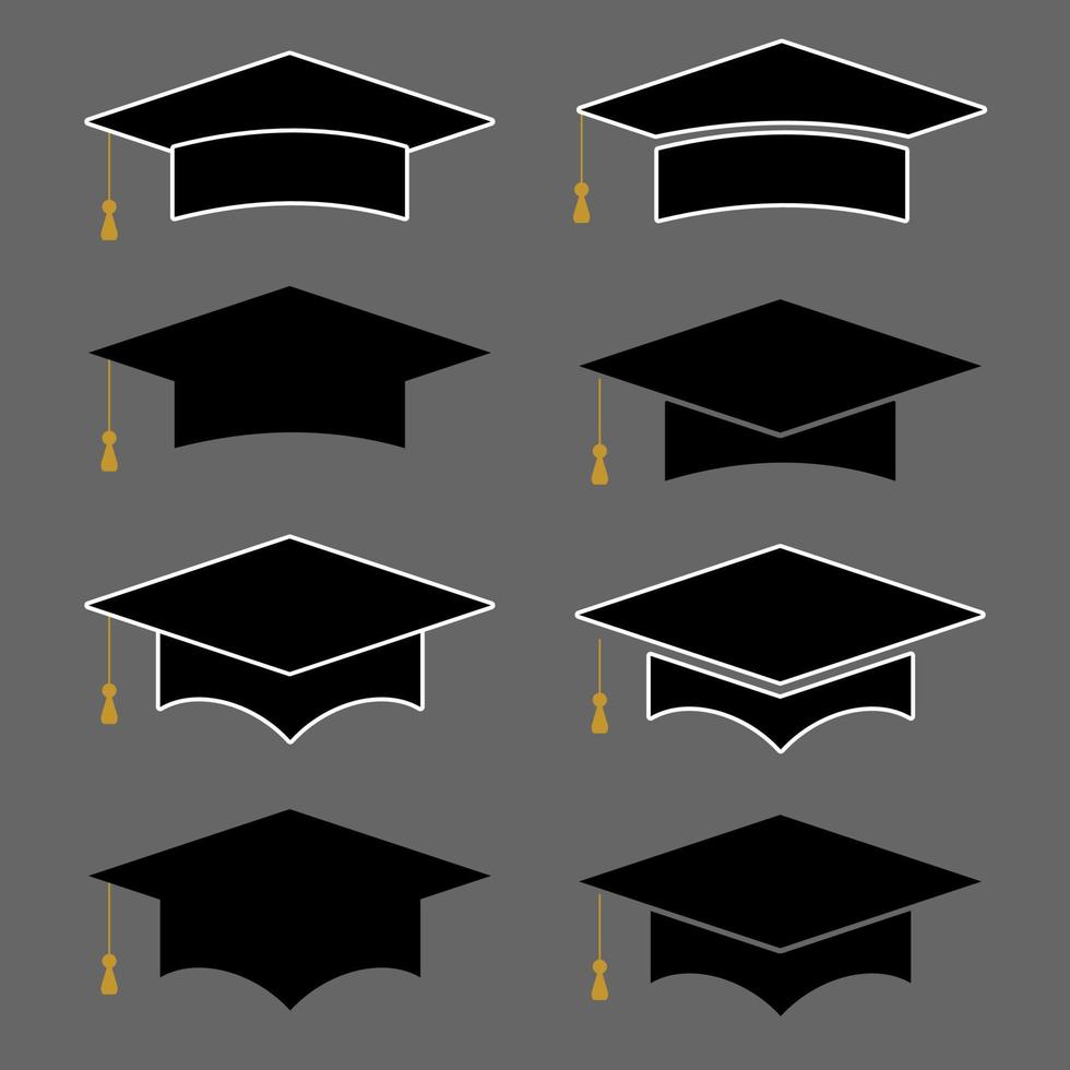 Collection sets of mortar board or graduation cap icon vector. Education symbol Stock Free and Free SVG