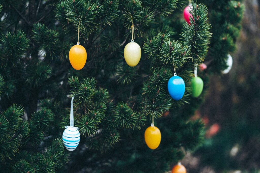 Colored Easter Eggs on a Tree Free Photo