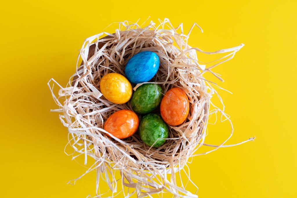 Colored Eggs on Easter Holidays Free Photo